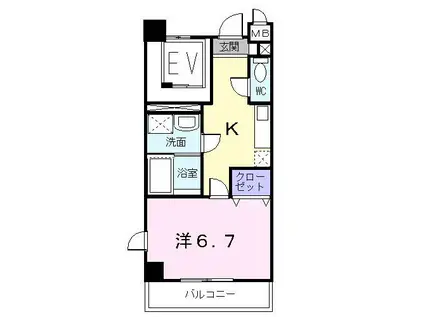 ラレ デ スリジィエ(1K/4階)の間取り写真