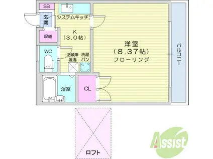 オリオンパーク(1K/2階)の間取り写真