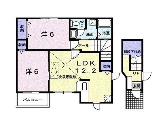 ルミエールA(2LDK/2階)の間取り写真