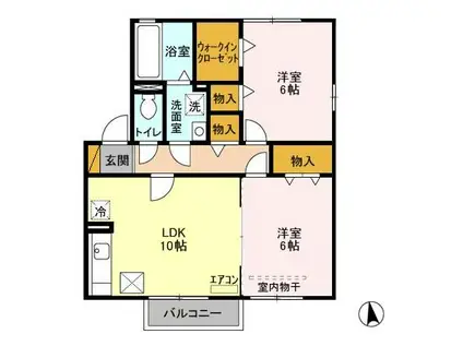 グランドソレイユ B(2LDK/1階)の間取り写真