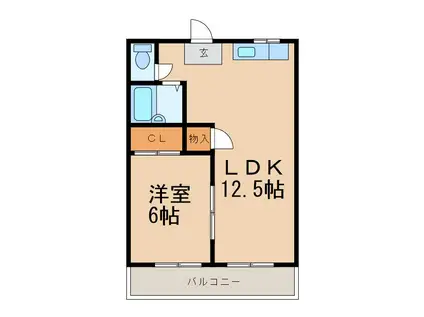 ハニーマンションイナバ(1LDK/2階)の間取り写真
