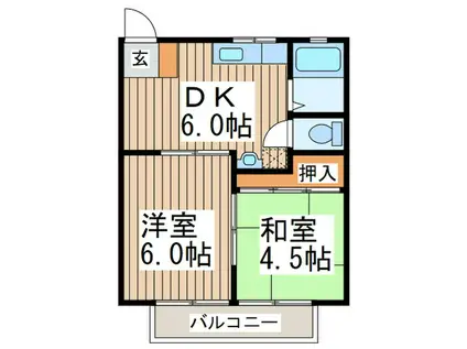 メゾン桜(2DK/1階)の間取り写真