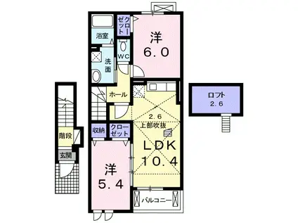 プラネット(2LDK/2階)の間取り写真