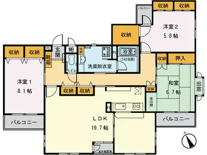 プレステージ(3LDK/3階)の間取り写真