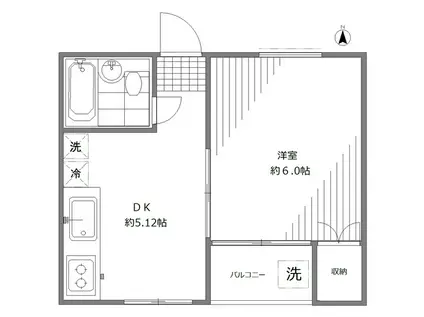 マロンデ・クレセント澤栗(1DK/1階)の間取り写真