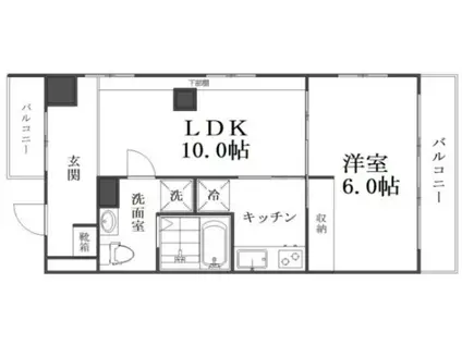 セントラルマンション(1LDK/2階)の間取り写真