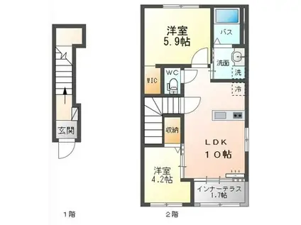 サルドゥ レ ユニオン(2LDK/2階)の間取り写真