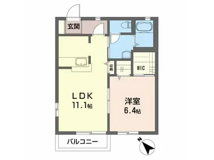 セゾンコートB(1LDK/1階)の間取り写真