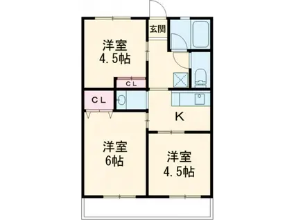 シティハイムジュエリーA(1LDK/2階)の間取り写真