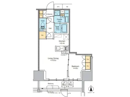 プラウドフラット四谷三丁目(1LDK/7階)の間取り写真