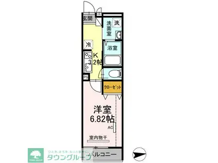 メイプルプレイス(1K/2階)の間取り写真