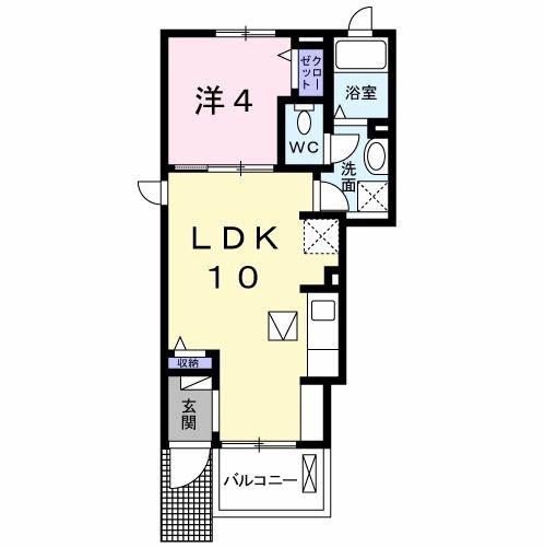 インフィニティ K2(1LDK/1階)の間取り写真
