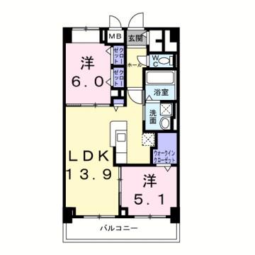 KUNIO(2LDK/5階)の間取り写真