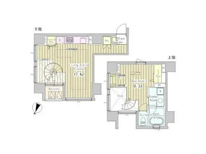 アーバンキューブ九段南(1LDK/11階)の間取り写真