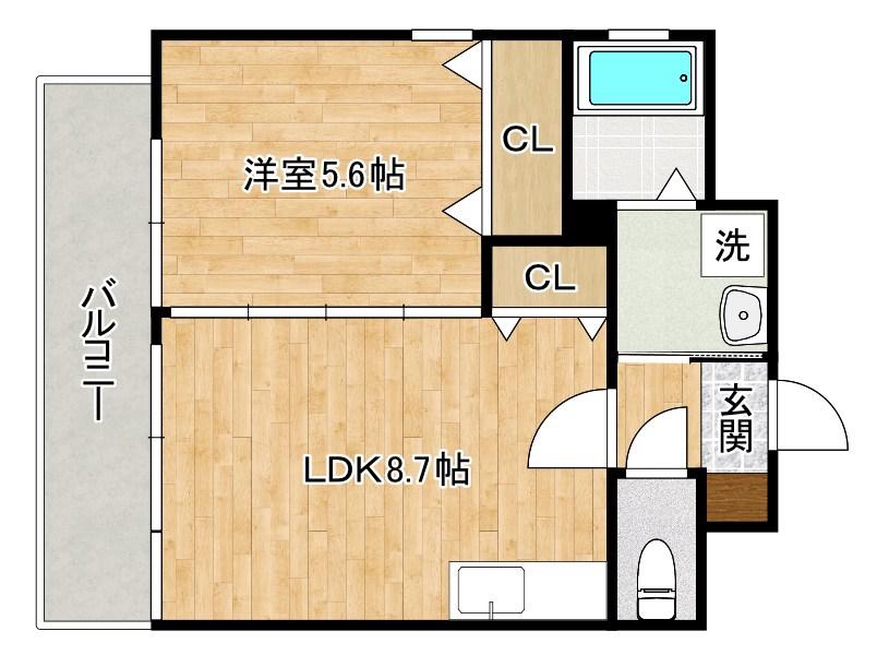 ミーナ砂津(1LDK/7階)の間取り写真