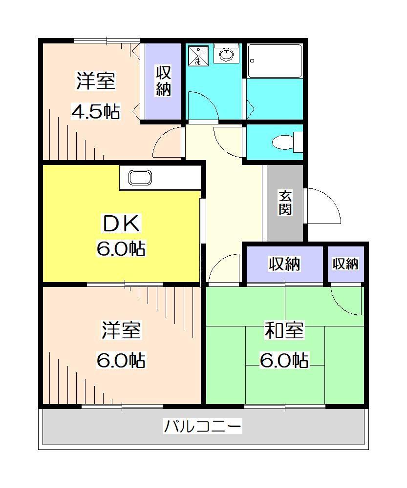 マンション霞野坂(3DK/2階)の間取り写真