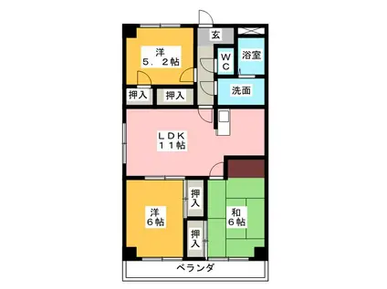 ヴェルデ(3LDK/5階)の間取り写真