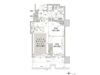 ザ ファインタワー久屋大通(2LDK/19階)の間取り写真