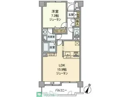 エヴァーグリーン東立石(1LDK/4階)の間取り写真