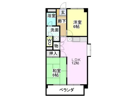 アムールハイツ(2LDK/2階)の間取り写真