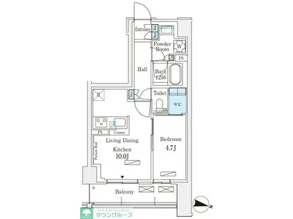 ロイヤルパークス赤羽サウス(1LDK/4階)の間取り写真