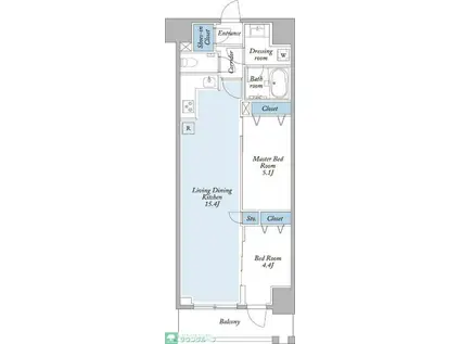 グランカーサ両国ヴェルデ(2LDK/2階)の間取り写真