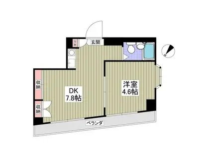 宮前ビル(1DK/5階)の間取り写真