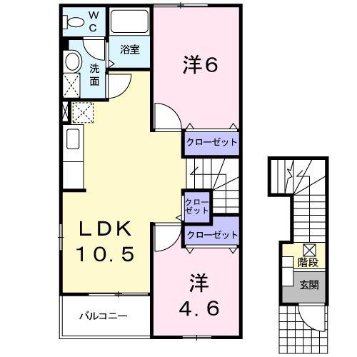 クレール(2LDK/2階)の間取り写真