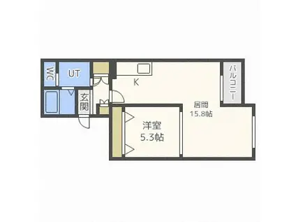 山の手パークハイツ(1LDK/3階)の間取り写真