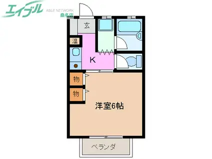 ムーニー野田(1K/1階)の間取り写真