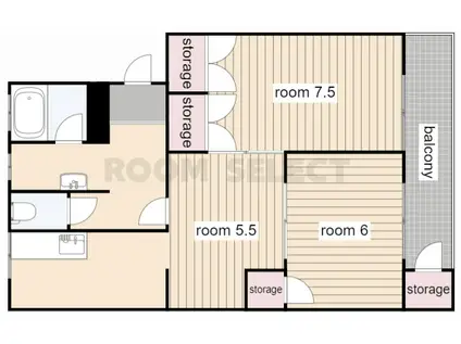 園山スリーハウスC棟(2LDK/3階)の間取り写真