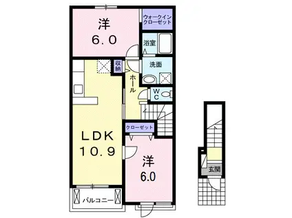 サンハイム春風(2LDK/2階)の間取り写真