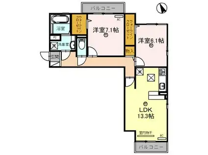 ルミエールMK2(2LDK/1階)の間取り写真