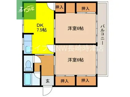 洗切荘(2DK/2階)の間取り写真