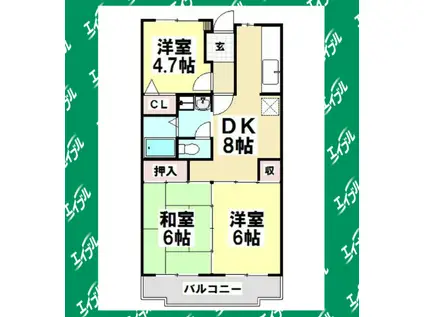 ツイン青山 北館(3DK/2階)の間取り写真