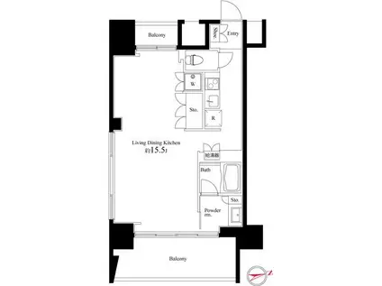 スクエアガーデン池袋(1K/6階)の間取り写真