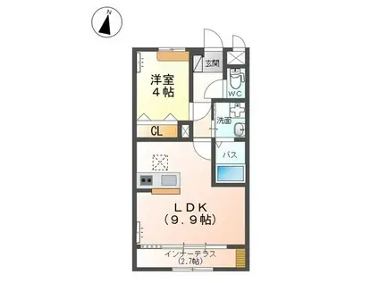 阿見町中央アパート(1LDK/1階)の間取り写真