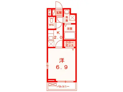 レスポワールDAN(1K/1階)の間取り写真