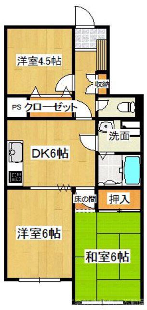ソレイユアヴリル(3DK/2階)の間取り写真