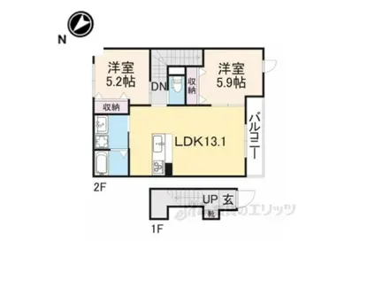 LIRA CUORE(2LDK/2階)の間取り写真