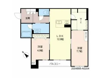 グランメゾン下荒田(2LDK/2階)の間取り写真