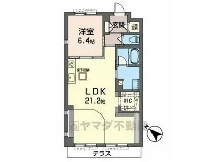 ドゥ・ボヌール(1LDK/1階)の間取り写真