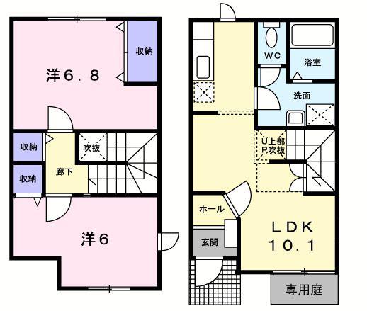 サンテラスアーイB(2LDK/1階)の間取り写真