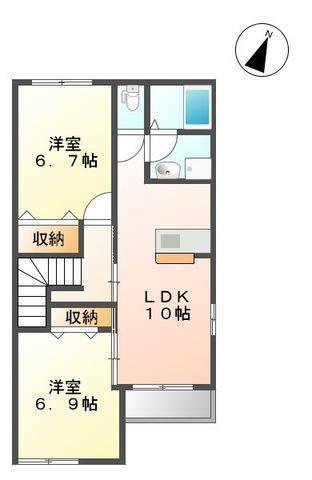 プラージュ(2LDK/2階)の間取り写真