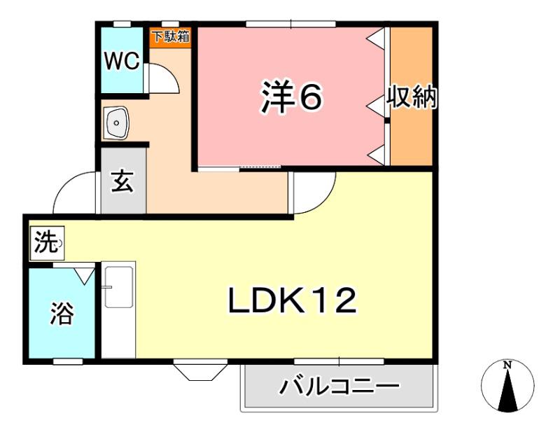 グランアムールもずII(1LDK/2階)の間取り写真
