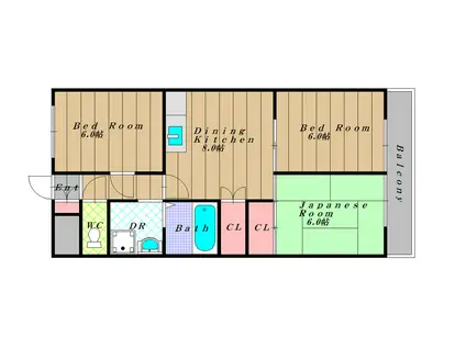 アーネットスタシオン大阪狭山(3DK/2階)の間取り写真