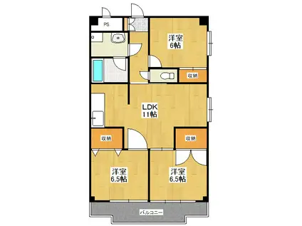 リバーサイドコート(3LDK/4階)の間取り写真