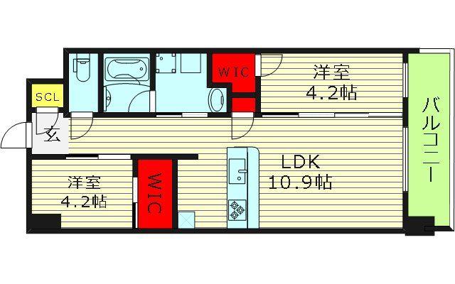 スプランディッド城東関目(2LDK/9階)の間取り写真