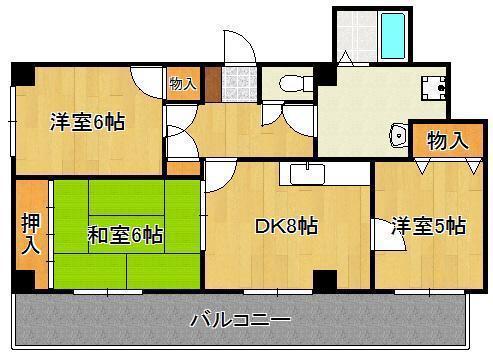 プレアール割子川(3DK/4階)の間取り写真