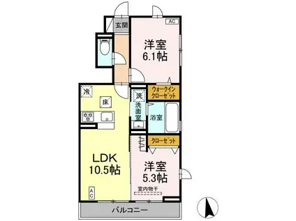 センチュリーハイムすみよし台 VI(2LDK/1階)の間取り写真